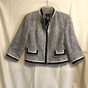 INC white/black ribbon trimmed jacket size 10